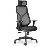 Waytex Fauteuil de Bureau Ergonomique Tissu et Mesh -Appui-tête réglable 2D - Accoudoirs réglables - Assise mémoire de Forme - Basculant synchrone 3 Positions - Usage intensif pour + de 7h