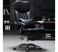 Fauteuil de bureau exécutif à dossier haut - Pivotant à 360°, hauteur réglable, inclinable en cuir PU avec repose-pieds rétractable et double rembourrage - Fauteuil de jeu rouge et kaki (noi