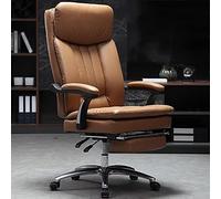 Fauteuil de bureau exécutif à dossier haut - Pivotant à 360°, hauteur réglable, inclinable en cuir PU avec repose-pieds rétractable et double rembourrage - Fauteuil de jeu rouge et kaki (kak