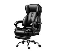 Fauteuil de Bureau exécutif en Cuir à Dossier Haut avec Repose-Pieds, Ergonomique, inclinable et réglable en Hauteur, pour Salle de réunion, Noir