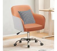 Fauteuil de Bureau exécutif en Cuir de qualité supérieure, Ergonomique, pivotant et inclinable, Respirant et Confortable, pour la Maison et Le Bureau, Design élégant et Orange