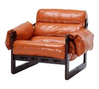 Fauteuil de Bureau,Fauteuil Lounge médiéval Moderne avec accoudoirs Amovibles,canapé Vintage en Cuir ciré à l'huile pour Salon,Bureau et Salle d'étude,Style Artisanal(Orange rétro