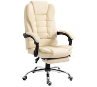 HOMCOM - fauteuil de bureau - Revêtement synthétique PU - 64.5x69x117cm - Crème