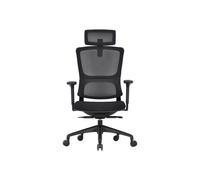 Fauteuil de bureau Flex avec accoudoirs et appui-tête - Assise tissu et dossier maille - Noir