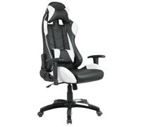 Waytex Fauteuil de Bureau Forme Siège baquet, avec accoudoirs, Coussin Lombaire et Coussin Appui-tête, Couleur Noir et Blanc