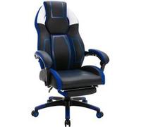 CLP Fauteuil de bureau gaming Clovis - Similicuir, hauteur réglable, repose-pieds - Noir/Bleu