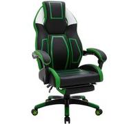 Fauteuil de bureau Gamer CLP Clovis en similicuir - Noir et Vert Noir G