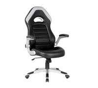 Fauteuil de Bureau Gamer ERIS ergonomique simili cuir avec accoudoirs relevables - Noir et Gris - WAYTEX