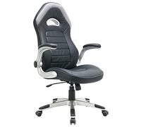 Fauteuil de Bureau Gamer Forme baquet Simili Cuir, Noir, Accoudoirs relevables