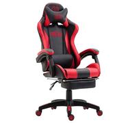 Fauteuil de Bureau Gamer Ignite Similicuir I Chaise de Bureau à roulettes Confortable et Ergonomique Hauteur Réglable Repose-Pied et Accoudoir, Couleur:Noir/Rouge