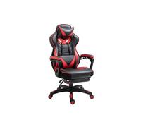 Vinsetto Chaise Gaming Ergonomique, Fauteuil de Bureau Confortable avec Repose-Pied, Appuie-Tête et Coussin Lombaire, Hauteur Réglable, Noir et Rouge