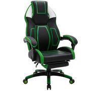 Fauteuil de bureau Gamer CLP Clovis en similicuir - Noir et Vert Noir G