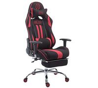 Fauteuil De Bureau Gaming Limit Tissu I Chaise Gamer Hauteur Réglable I Coussins Amovibles I Accoudoirs Ajustables Repose-Pieds, Couleur:Noir/Rouge, Repose-Pieds:avec Repose-Pieds