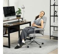HOMCOM Fauteuil de Bureau, Chaise de Bureau Ergonomique avec Hauteur réglable, Fonction de Bascule, Tissu en Lin, Chaise d'ordinateur pour Chambre, télétravail, Charge 120 Kg, Gris Clair