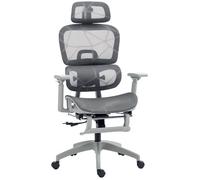 Fauteuil de bureau - HOMCOM - accoudoirs 3D, dossier inclinable et hauteur réglable - tissu en maille - 66x64x122 cm - gris