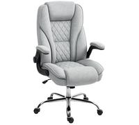 Fauteuil de bureau - HOMCOM - ergonomique - hauteur réglable, accoudoirs relevables - tissu en velours - 70x70x114-122cm - gris