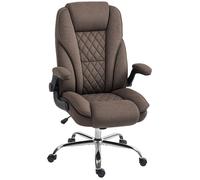 Fauteuil de bureau - HOMCOM - ergonomique - hauteur réglable, accoudoirs relevables - tissu en velours - 70x70x114-122cm - marron