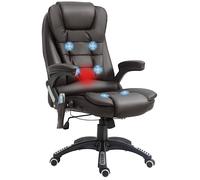 Fauteuil de bureau - HOMCOM - massant et chauffant électrique ergonomique pivotant confort - synthétique - brun
