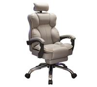 Fauteuil De Bureau Inclinable avec Appuie-tête Et Repose-Pieds Rétractable - Chaise Pivotante pour Télétravail, Bureau À Domicile Ou Espace Travail Professionnel(Grigio)