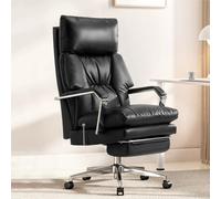 Fauteuil De Bureau Inclinable en Cuir pour Cadres Chaise D'ordinateur Ergonomique À Dossier Haut avec Repose-Pieds pour Le Télétravail, Le Gaming Et La Détente,Noir
