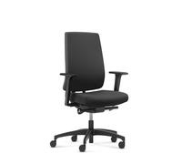 Fauteuil de bureau Indeed en tissu et dossier tapissé M1 - Hauteur réglable avec accoudoirs 2D - Noir