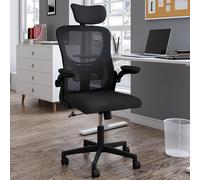 Fauteuil De Bureau James Ergonomique En Toile Respirante Et Appui-Tête Avec Roulettes Noir Noir