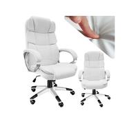 Chaise de bureau - TECTAKE - Fauteuil de direction JONAS avec accoudoirs rembourrés et fonction de bascule réglable - Blanc