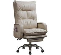 Fauteuil de Bureau Lazy Sofa, Chaise de Bureau pour Grands et Grands patrons, Chaise de Direction en Cuir PU avec Repose-Jambes et Support Lombaire, Blanc