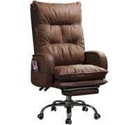 Fauteuil de Bureau Lazy Sofa, Chaise de Bureau pour Grands et Grands patrons, Chaise de Direction en Cuir PU avec Repose-Jambes et Support Lombaire, Blanc