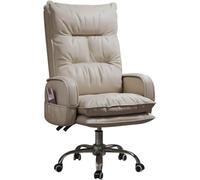 Fauteuil de Bureau Lazy Sofa, Chaise de Bureau pour Grands et Grands patrons, Chaise de Direction en Cuir PU avec Repose-Jambes et Support Lombaire, Blanc