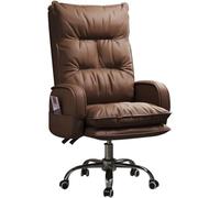 Fauteuil de Bureau Lazy Sofa, Chaise de Bureau pour Grands et Grands patrons, Chaise de Direction en Cuir PU avec Repose-Jambes et Support Lombaire, Blanc
