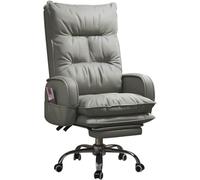 Fauteuil de Bureau Lazy Sofa, Chaise de Bureau pour Grands et Grands patrons, Chaise de Direction en Cuir PU avec Repose-Jambes et Support Lombaire, Blanc