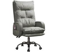 Fauteuil de Bureau Lazy Sofa, Chaise de Bureau pour Grands et Grands patrons, Chaise de Direction en Cuir PU avec Repose-Jambes et Support Lombaire, Blanc