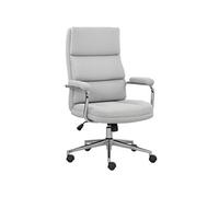 Fauteuil de bureau manager design accoudoirs rembourrés acier chromé tissu toucher lin gris clair