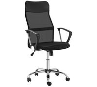 HOMCOM Fauteuil de bureau manager grand confort dossier ergonomique hauteur assise réglable pivotant tissu maille noir Noir