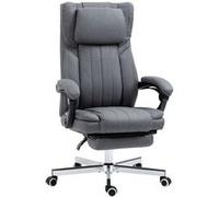 Vinsetto Chaise Bureau Dossier Inclinable 65x61x105-113cm Gris Foncé | Fauteuil de Bureau Ergonomique, Accoudoirs, Hauteur Réglable, Repose-Pieds, Appui-Tête, Siège de Bureau, Roulettes Pivotantes