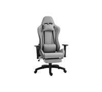 Vinsetto Fauteuil de bureau manager grand confort repose-pied tétière + coussin lombaires intégrés dossier inclinable accoudoirs réglables lin gris Gris G