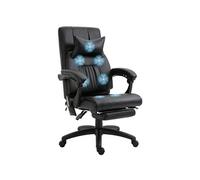 Fauteuil de bureau manager massant hauteur réglable dossier inclinable repose-pied + appui-tête 68 x 79 x 104-112 cm noir