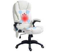 Vinsetto Fauteuil de bureau massant et chauffant, hauteur réglable, dossier inclinable, 360° blanc