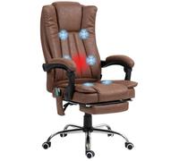 HOMCOM Fauteuil de Bureau Massant Chauffant, Hauteur Réglable, Marron