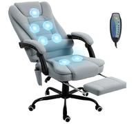 Vinsetto Fauteuil de Bureau Massant 7 Points, Chaise de Bureau Ergonomique avec Repose-Pieds Rétractable, Dossier Inclinable 155°, Hauteur Réglable, Pivotant à 360°, télécommande Filaire, Gris