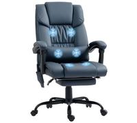 Vinsetto Fauteuil de Bureau massant avec Repose-Pieds, Chaise de Bureau, Chaise Ergonomique, Hauteur réglable, Dossier inclinable et télécommande Filaire, Tissu en revêtement synthétique, Bleu