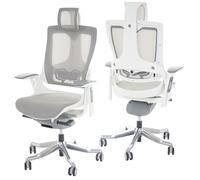 Fauteuil de bureau MERRYFAIR Wau 2, chaise pitovante, rembourrage / filet, ergonomique blanc/gris