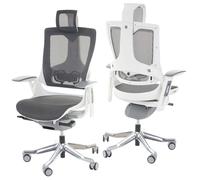 Fauteuil De Bureau Merryfair Wau 2, Chaise Pitovante, Rembourrage / Filet, Ergonomique Blanc/Noir Multicolore