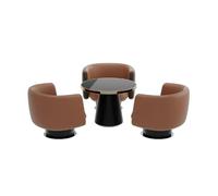 Fauteuil de Bureau Minimaliste Moderne for réunion et négociation, Chaise de réception de Salon d'affaires d'hôtel de Style Design (Marron)(Table with Three Chairs)