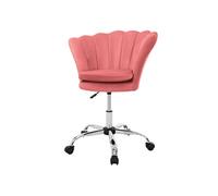 ML-Design Chaise de Bureau en Velours, Rose, Siège pour Maquillage Coiffeuse, Fauteuil avec Dossier Forme de Coquillage, Pivotante, Réglable en Hauteur, Assise Ergonomique, Chambre Salon Bureau