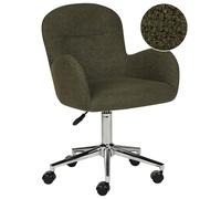 Beliani Fauteuil de Bureau Moderne Ajustable sur roulettes en Tissu Bouclé Vert Priddy