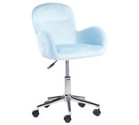 Fauteuil de Bureau Moderne Ajustable sur Roulettes en Velours Bleu Clair Priddy