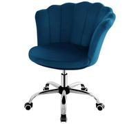 Fauteuil de Bureau pivotant à 360° en Velours, Hauteur réglable, en Forme de pétale, avec roulettes universelles, Chaise d'ordinateur Moderne pour la Maison et Le Bureau (Bleu)