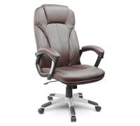 Eago Fauteuil de bureau CE 222 pivotant – Cuir synthétique marron, dossier haut ergonomique